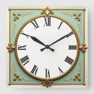 Reloj Cuadrado Diseño de Moneda Art Déco