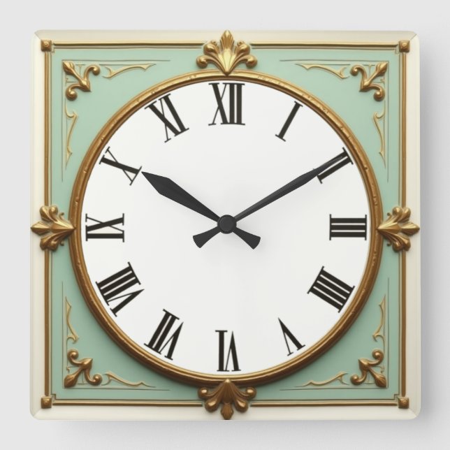 Reloj Cuadrado Diseño de Moneda Art Déco (Anverso)