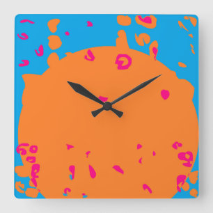 Reloj Cuadrado Diseño de naranjas azul y pálido para bebés