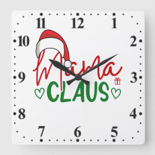 Reloj Cuadrado Diseño de Navidad de Mama Claus