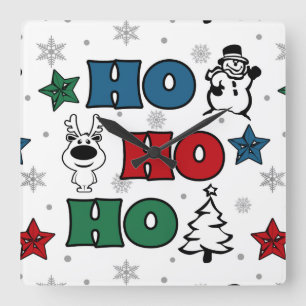 Reloj Cuadrado Diseño de Navidades Ho-Ho-Ho