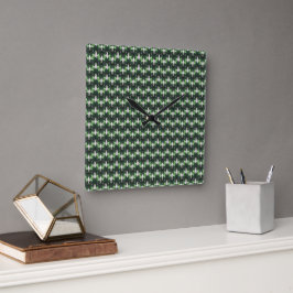 Reloj Cuadrado Diseño de patrón abstracto botánico 1317