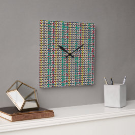 Reloj Cuadrado Diseño de Patrón Abstracto en Mosaico Juguetón 130