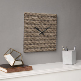 Reloj Cuadrado diseño de patrón abstracto marrón orgánico moderno