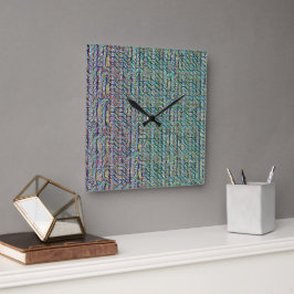 Reloj Cuadrado Diseño de patrón de onda abstracta psicodélica 130