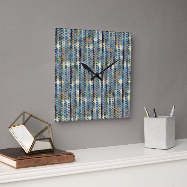 Reloj Cuadrado Diseño de patrones digitales abstractos modernos 1 (Oficina)