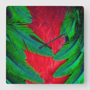 Reloj Cuadrado diseño de pluma de Quetzal resplandeciente