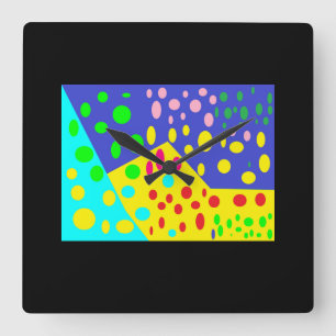 Reloj Cuadrado Diseño de puntos color negro de fondo mezclado