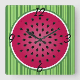 Reloj Cuadrado Diseño de sandía verde roja
