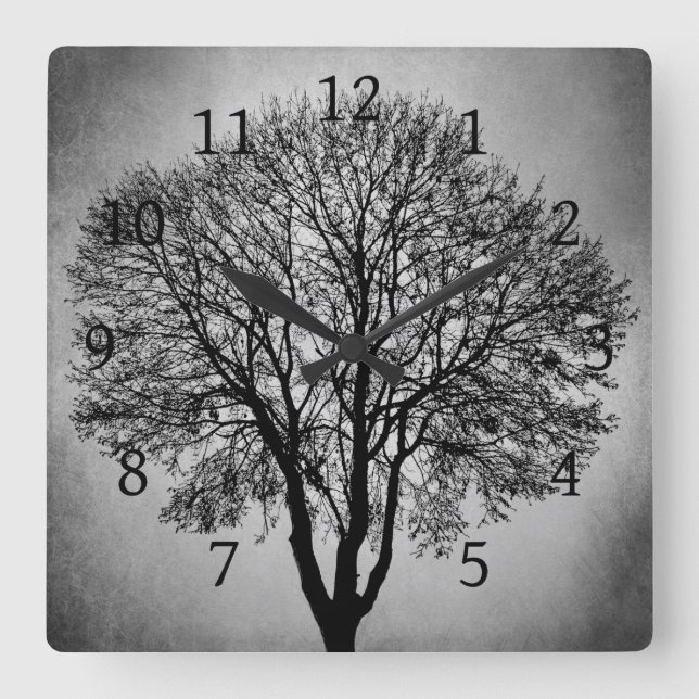 Reloj Cuadrado Diseño de silueta de árbol 2006 (Anverso)