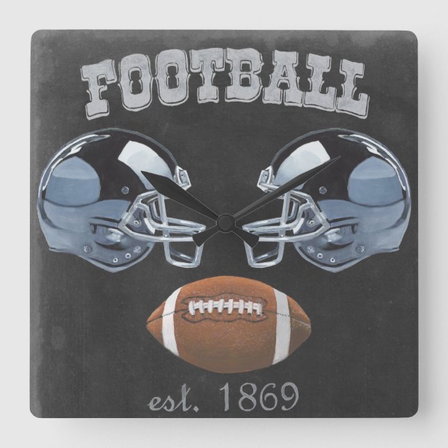 Reloj Cuadrado Diseño de tablero de anuncios de fútbol (Anverso)