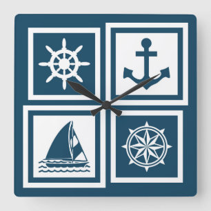 Reloj Cuadrado Diseño de temática náutica