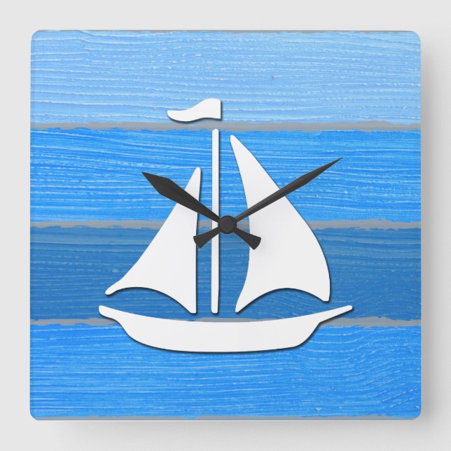 Reloj Cuadrado Diseño de temática náutica (Anverso)