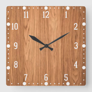 Reloj Cuadrado Diseño de textura de madera