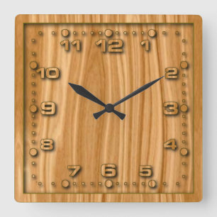 Reloj Cuadrado Diseño de textura de madera