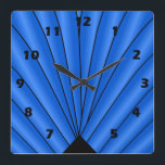 Reloj Cuadrado Diseño de ventilador Art Deco Azul profundo<br><div class="desc">Diseño deco de arte de reloj de pared que puedes personalizar con cualquier texto que elijas. Si necesita ayuda para personalizar,  póngase en contacto con nosotros a través del enlace de esta página. Reloj Art Déco en la pared.</div>