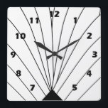 Reloj Cuadrado Diseño De Ventilador Art Deco Blanco Y Negro<br><div class="desc">Diseño deco de arte de reloj de pared que puedes personalizar con cualquier texto que elijas. Si necesita ayuda para personalizar,  póngase en contacto con nosotros a través del enlace de esta página. Reloj Art Déco en la pared.</div>