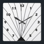 Reloj Cuadrado Diseño De Ventilador Art Deco Blanco Y Negro<br><div class="desc">Diseño deco de arte de reloj de pared que puedes personalizar con cualquier texto que elijas. Si necesita ayuda para personalizar,  póngase en contacto con nosotros a través del enlace de esta página. Reloj Art Déco en la pared.</div>