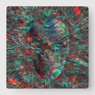 Reloj Cuadrado Diseño del cráneo en abstracto