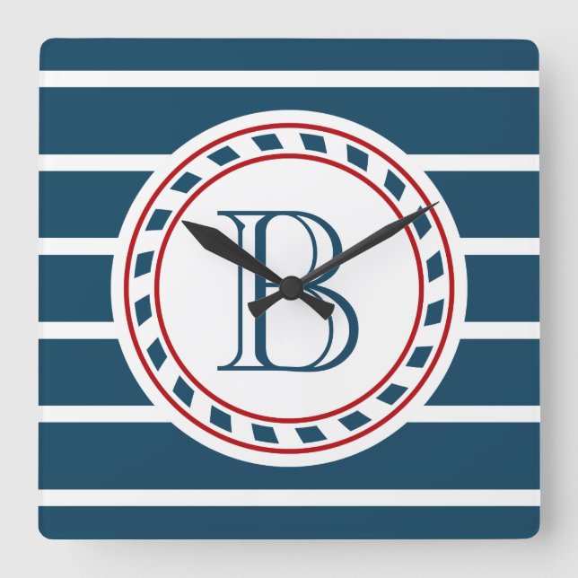 Reloj Cuadrado Diseño del monograma (Anverso)