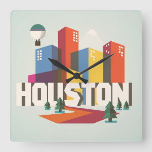 Reloj Cuadrado Diseño del paisaje urbano de Houston, Tejas el