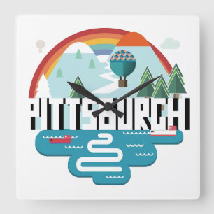 Reloj Cuadrado Diseño del paisaje urbano de Pittsburgh,