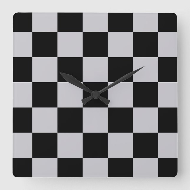 Reloj Cuadrado Diseño del patrón Ash Gray Gray Checker (Anverso)