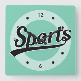 Reloj Cuadrado Diseño del texto: Negro de los DEPORTES + su