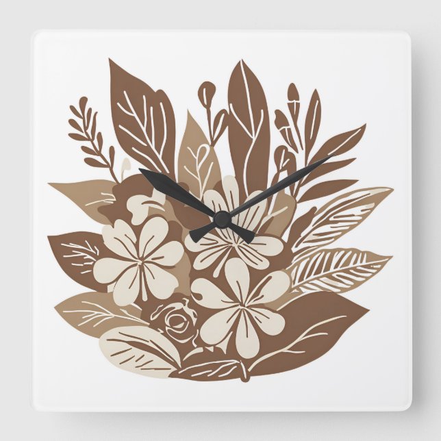 Reloj Cuadrado Diseño ecléctico rústico de Flor silvestre Boho Te (Anverso)
