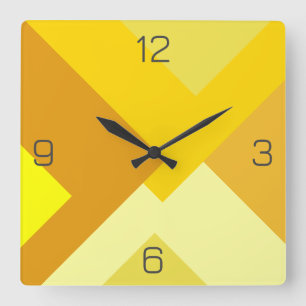 Reloj Cuadrado Diseño geométrico de colores amarillo sólido de mú