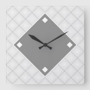 Reloj Cuadrado Diseño Geométrico Negro Y Gris