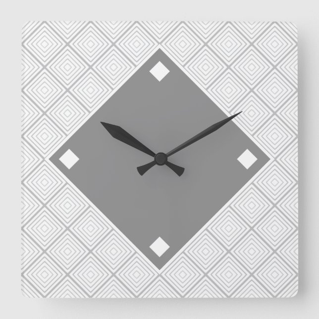 Reloj Cuadrado Diseño Geométrico Negro Y Gris (Anverso)