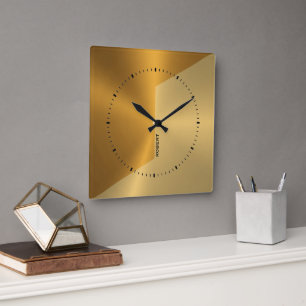 Reloj Cuadrado Diseño geométrico personalizado de cobre y oro