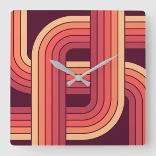 Reloj Cuadrado Diseño geométrico retro de estilo MCM años 70