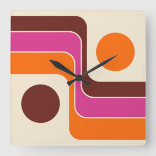 Reloj Cuadrado Diseño geométrico retro de estilo Mod 1970
