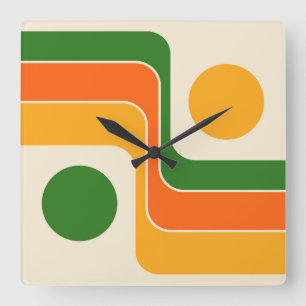 Reloj Cuadrado Diseño geométrico retro de estilo Mod 1970