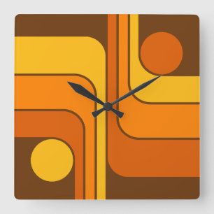 Reloj Cuadrado Diseño geométrico retro estilo MCM años 70
