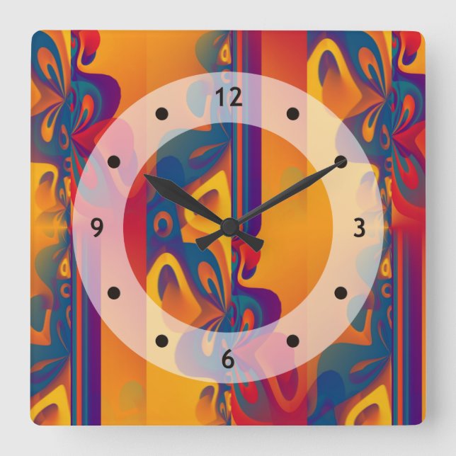 Reloj Cuadrado Diseño gráfico impecable - I rojo amarillo (Anverso)