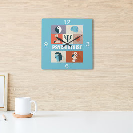 Reloj Cuadrado Diseño histónico de psiquiatras profesionales