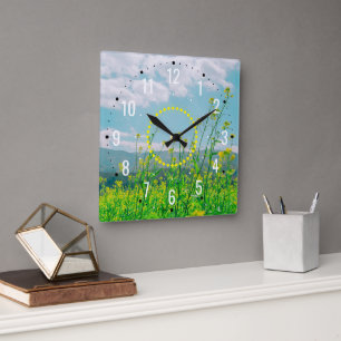 Reloj Cuadrado Diseño inspirado en la naturaleza - Rústico al air