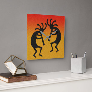 Reloj Cuadrado Diseño Kokopelli del sudoeste
