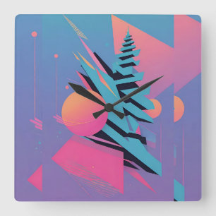 Reloj Cuadrado Diseño Memphis de mediados del siglo - Ken Gage Ar