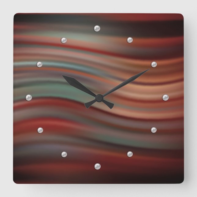 Reloj Cuadrado Diseño moderno de textura satinada de seda simple  (Anverso)