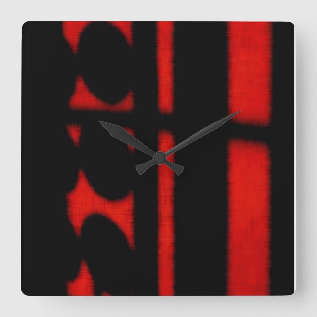 Reloj Cuadrado Diseño moderno en negro/rojo (Anverso)