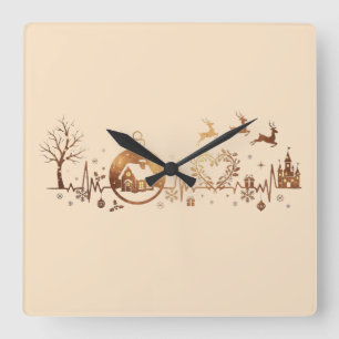Reloj Cuadrado Diseño Navideño del Latido del Corazón