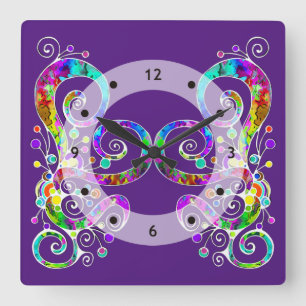 Reloj Cuadrado Diseño pintado de mano cardíaca espiral 2