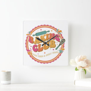 Reloj Cuadrado Diseño Retro de Dulces Divertidos del "Club de Rep