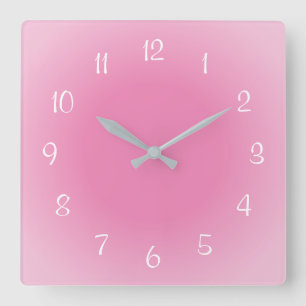 Reloj Cuadrado Diseño Suave de Bordes Brumosos Rosa Helado Colore