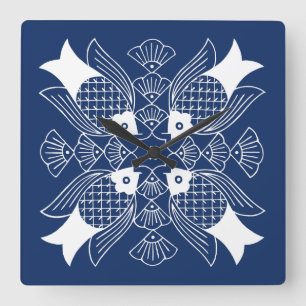 Reloj Cuadrado Diseño subacuático de los pescados con el fondo