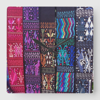 Reloj Cuadrado Diseños textiles de Guatemala